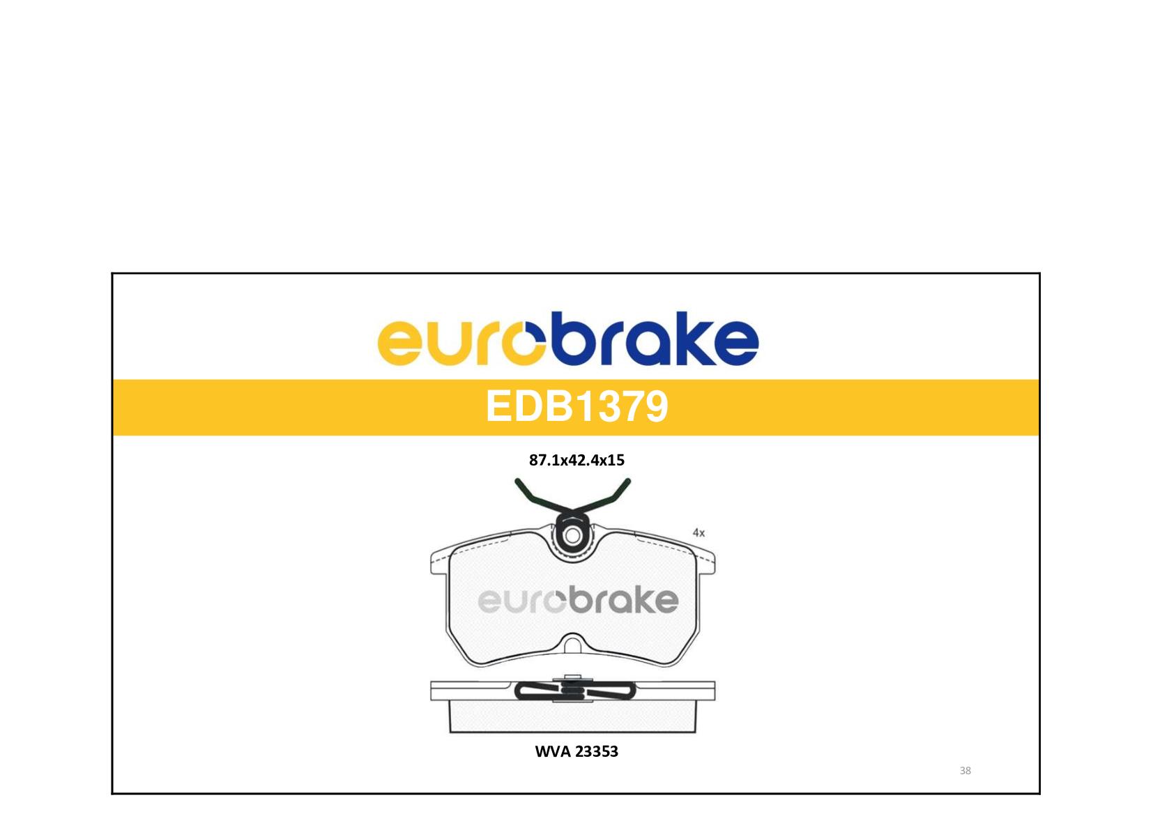 FREN BALATASI ARKA FOCUS 1998 - 2005 FIESTA 2012 - - EUROBRAKE - OEM 1075565