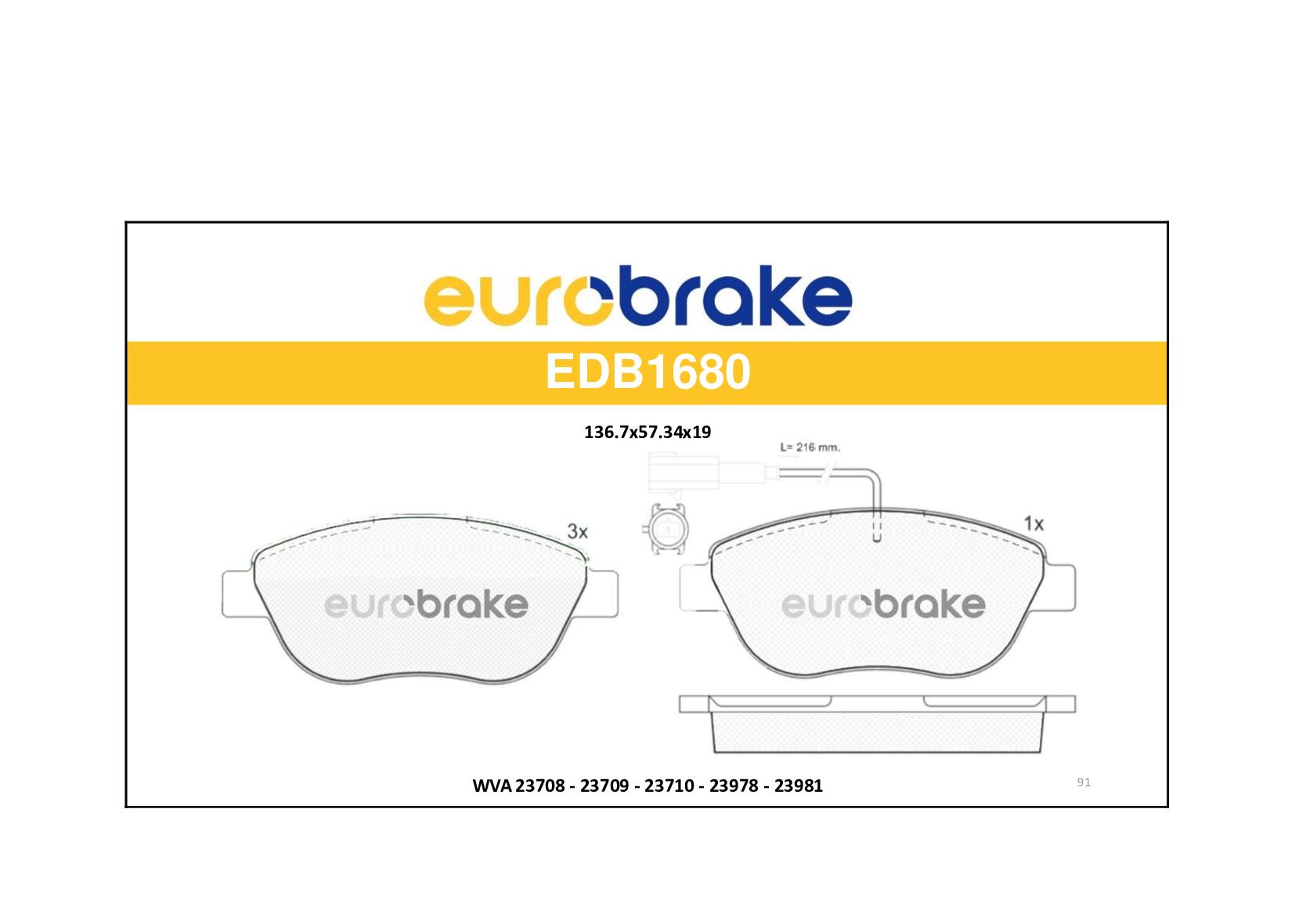 FREN BALATASI ON FISLI DOBLO 2005 > 1.4 T.JET LINE - EUROBRAKE - OEM 77363958