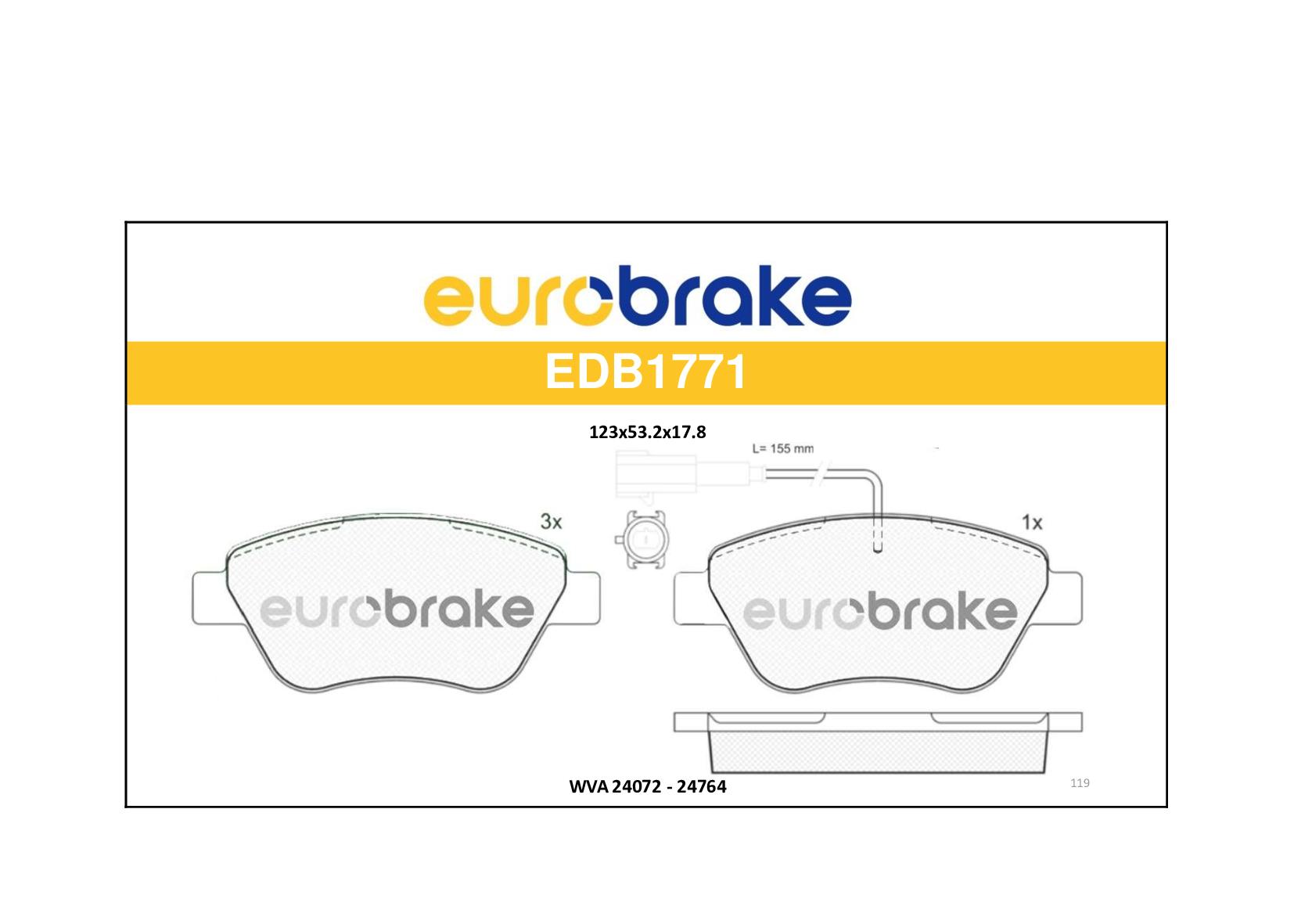 FREN BALATASI ON 1.3 J.TD FIORINO 500 2003 2008 - EUROBRAKE - OEM 4254.07