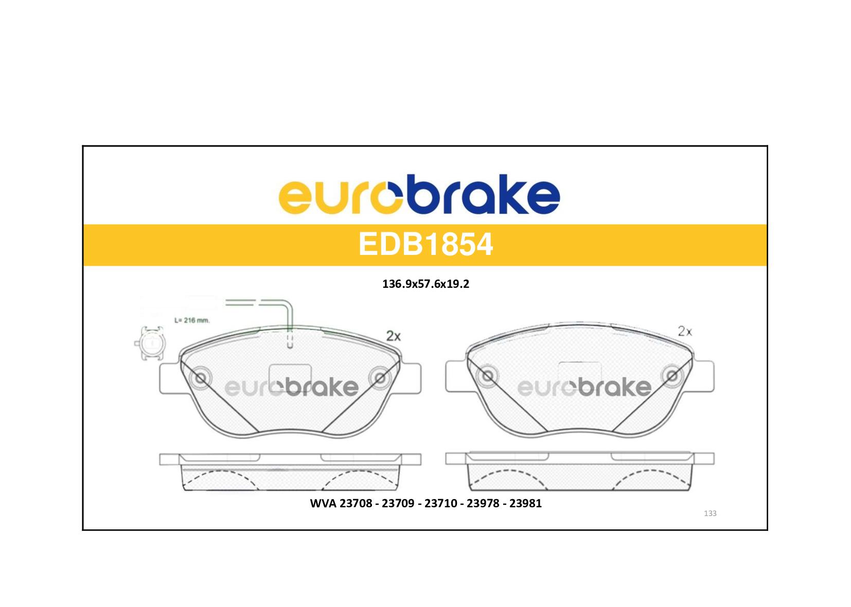 FREN BALATASI ON 1.3 PUNTO EVO 2009 2012 - EUROBRAKE - OEM 77365468