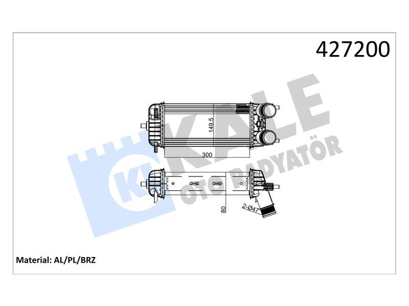 INTERCOOLER TRANSIT COURIER FIESTA VI (08+) B MAX ECOSPORT 1.5TDCI 1.6TDCI ( 2018 > ) U AKISLI AL/BR - KALE - OEM JT766K775BA