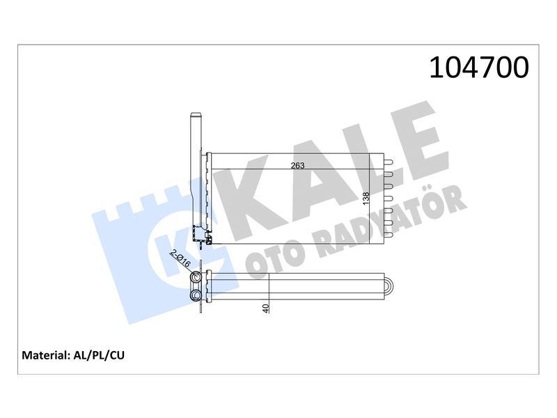 KALORIFER ESCORT CL CLX (BAKIR BORULU) 2 SIRA AL+CU - KALE - OEM 96AT18476AA