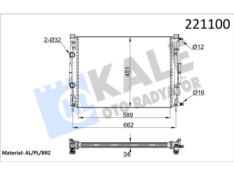 RADYATOR MEGANE II 02>SCENIC 03>1.5 1.9DCI 1.4 1.6 2.0 16V AL/PL/BRZ - KALE - OEM 8200115542
