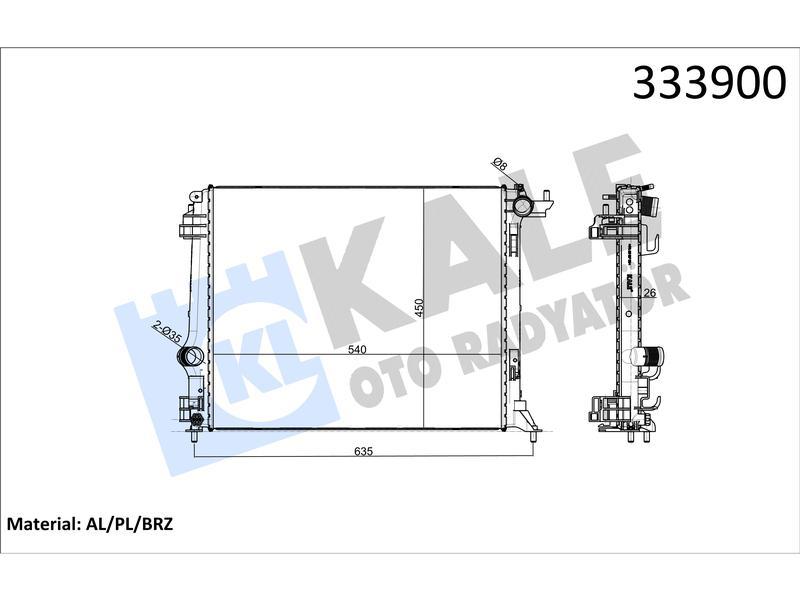 RADYATOR MEGANE IV 1.5DCI 1.6DCI 1.6 16V 1.6 SCE GRAND SCENIC IV 1.6 DCI SCENIC IV 1.6DCI 16+ (AT MT - KALE - OEM 214102235R