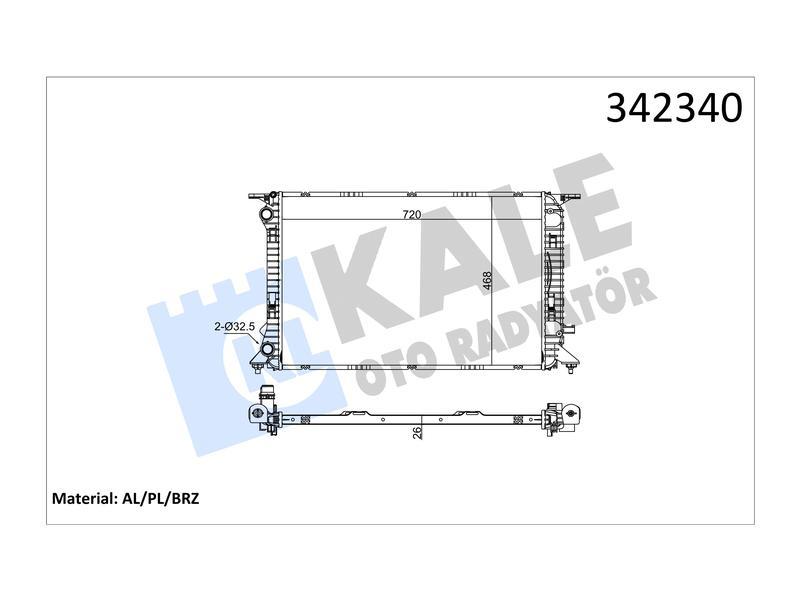 SU RADYATORU A4 A5 A6 Q3 Q5 1.8 TFSI 2.0 TFSI 2.0 TDI - KALE - OEM 8K0.121.251