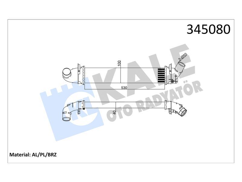 INTERCOOLER LOGAN MCV (04+) SANDERO (08+) 1.5DCI (K9K) AL PL BRZ - KALE - OEM 6001548727
