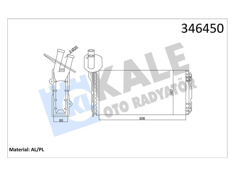 KALORİFER RADYATÖRÜ VW TRANSPORTER T4 306×157 - KALE - OEM 701819031A