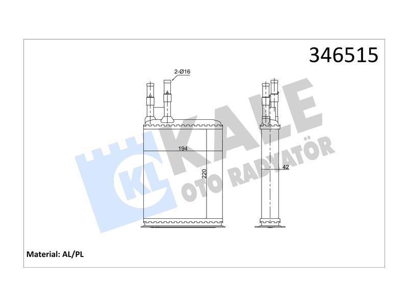 KALORIFER BOXER - JUMPER (DJ5-DJ5T-DJ5TED-XUD9 MOTOR) (-2000) AL MKNK - KALE - OEM 644893