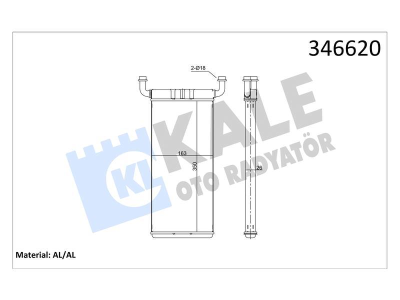 KALORIFER RADYATORU (360X168X26) CRAFTER 30-35 30-50 2.0 2.5 TDI 2006-2016 AL MKNK - KALE - OEM 2E0819017C