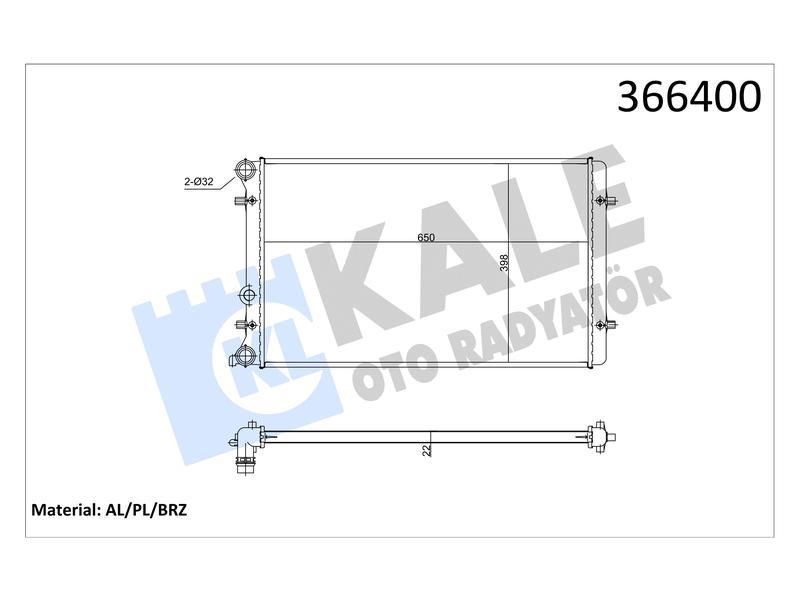 SU RADYATORU BORA I GOLF III-IV 1.4 1.6 1.8 1.9 2.0 - KALE - OEM 1J0121253P