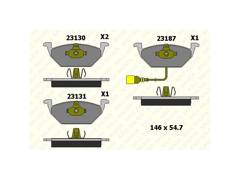 FREN BALATASI ON (FISLI KUCUK) POLO GOLF IV-V JETTA BORA A3 LEON 97> - KALE BALATA - OEM 1J0698151D