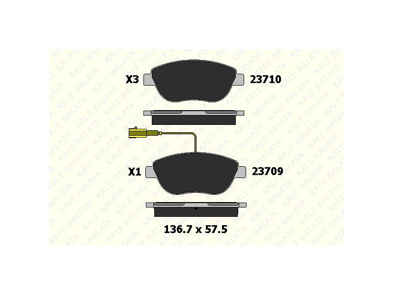FREN BALATASI ON DOBLO 1.3 1.9 JTD LINEA BRAVO 07=> G.PUNTO 1.3 MJT STILO IDEA 1.3 05=> ( TEK FISLI - KALE BALATA - OEM 77363958