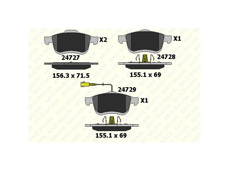 FREN BALATASI ON 500L 12=> DOBLO III 10=> COMBO 12=> - KALE BALATA - OEM 1605164