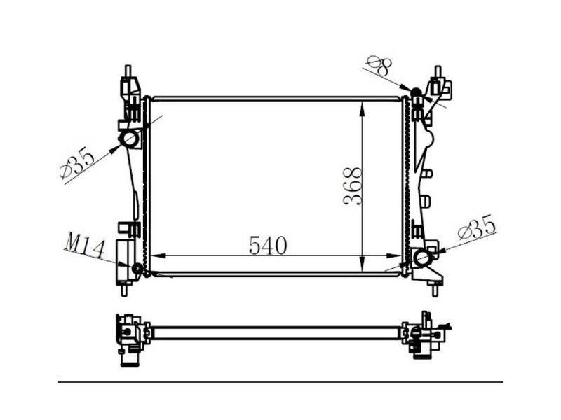 RADYATOR NEMO 08>BIPPER 08>FIORINO 08> 1.4 (MEK+AC+KLIMASIZ) (540x368x18) - ORIS - OEM 1330T8