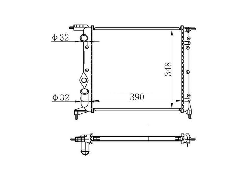 RADYATOR CLIO (91 98) R19 (94 95) 1.2 1.4 (E7F.7.06) (MEK+AC) (390x348x18) - ORIS - OEM 7700784040