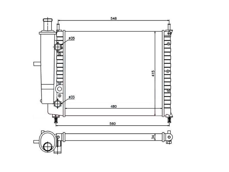 RADYATOR MAREA BIDONLU 96> 61788 MT (480X415X34) - ORIS - OEM 46534995