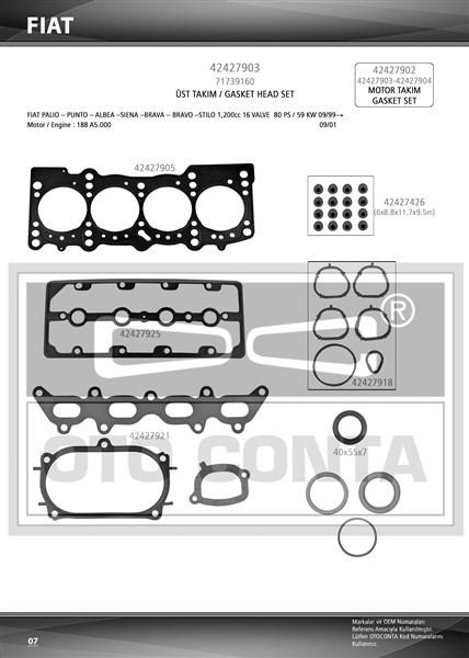 UST TAKIM CONTA PALIO ALBEA 1.2 16V 80HP SKC SIZ KECELI - OTOCONTA - OEM 71739160