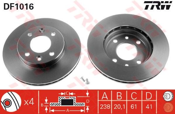 FREN DISKI ON HAVALI ( KUCUK )R9-R11-R19-R21 CLIO I 91>96 CLIO II 98> CLIO SYMBOL 00>09 KANGOO 97> S - TRW - OEM 7700756572