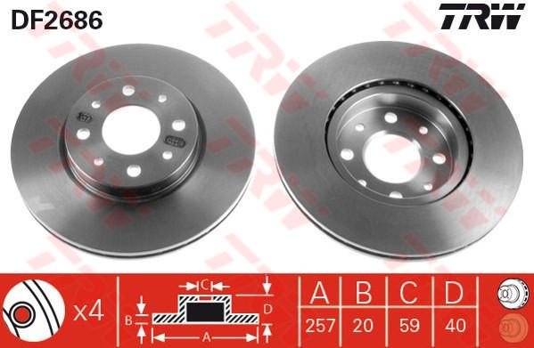 FREN DISKI ON HAVALI 257 MM ALBEA PALIO DOBLO FIORINO 2.0 TEMPRA MAREA - TRW - OEM 51749124