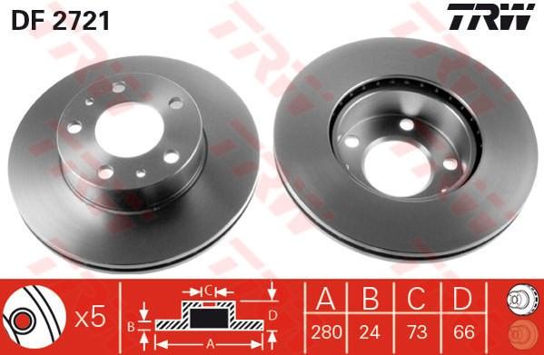FREN DISKI ON HAVALI DUCATO BOXER I-II 94=>JUMPER I-II 94=>DUCATO I-II 94=>(280x24) 5 BIJON - TRW - OEM 71738905