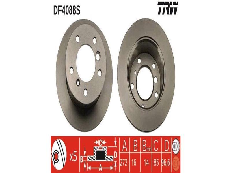 FREN DISKI ARKA DELİKSİZ MERCEDES SPRINTER B901>B904 . VW LT 28-35-46 TEK TEKER - TRW