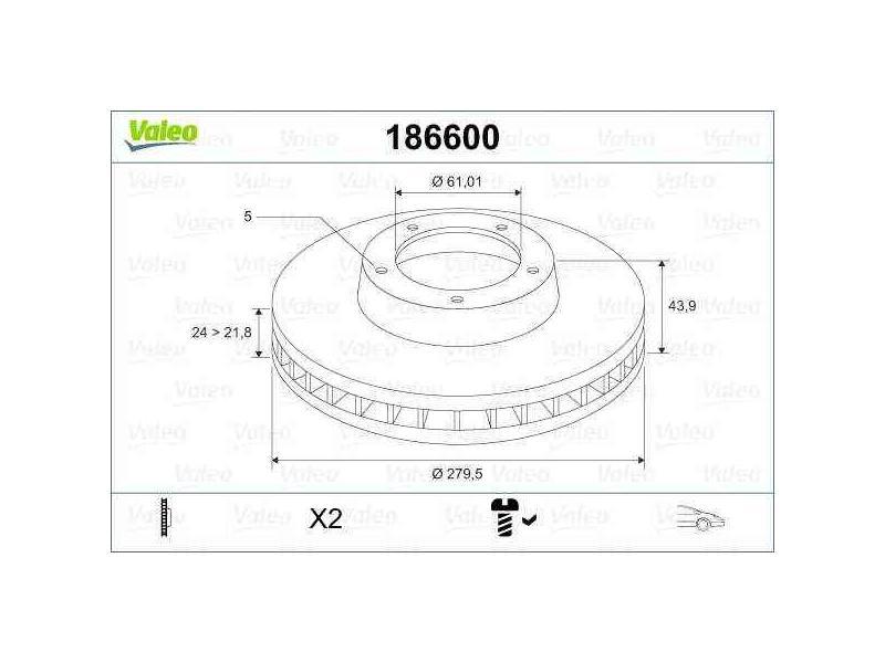FREN DISKI ON LAGUNA I SAFRANE II SCENIC II ESPACE III 1.8 16V 2.0 2.2 2.5 20V 2.5-3.0 (280x24x5DLxH - VALEO - OEM 7700802231