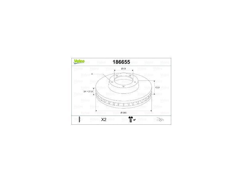 FREN DISKI ON MEGANE II 1.5 CLIO KANGOO LAGUNA 01=> SCENIC 97=> DOKKER (280x24x4DLxHAVALI) - VALEO - OEM 7701205842