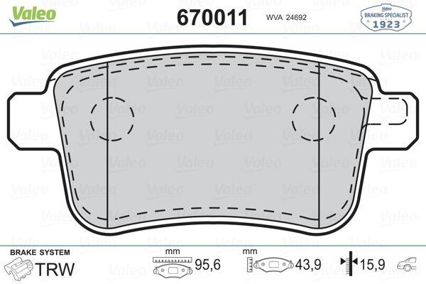 ARKA FREN BALATASI RENAULT KANGOO II/MERCEDES CITAN - VALEO - OEM A4154210410