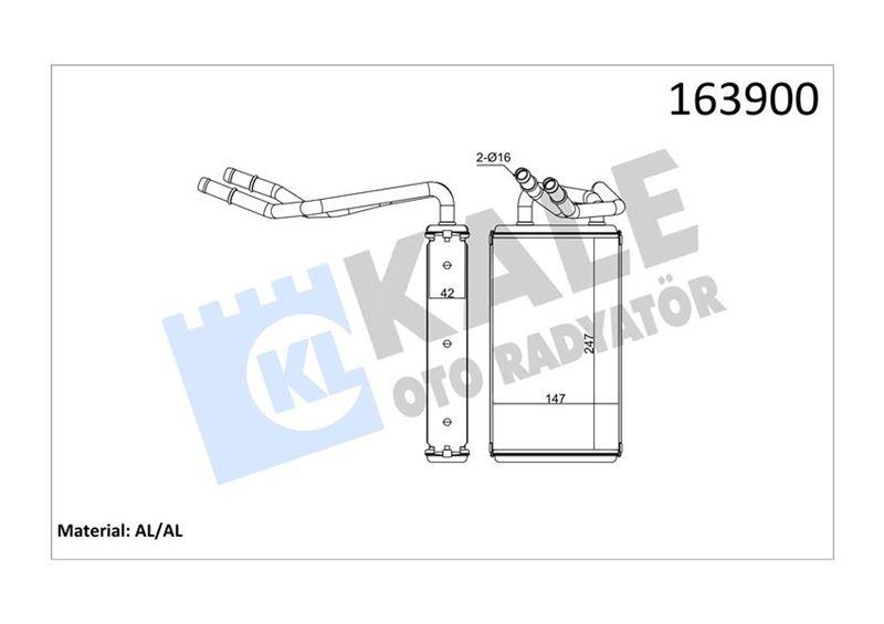 KALORİFER RADYATÖRÜ FORD TRANSİT 01> (+AC) KLİMALI - KALE - OEM YC1H