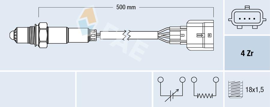OKSIJEN SENSORU QASHQAI-JUKE 1.2TCE 13> CAPTUR-CLIO IV-MEGANE III-SCENIZ III  500 CM - FAE - OEM A4155420100