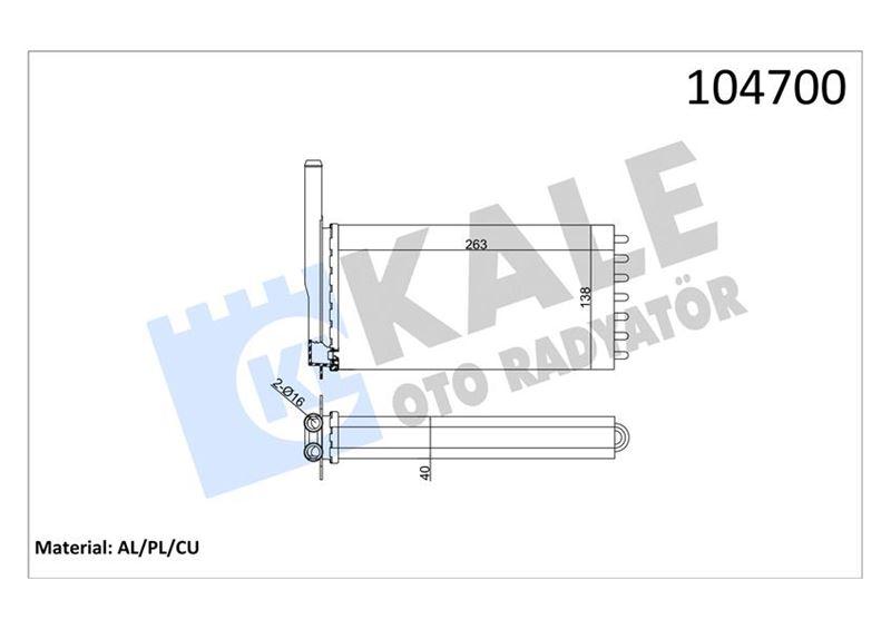 KALORİFER RADYATORU 2 SIRA AL+CU ESCORT CL/CLX(BAKIR BORULU) - KALE - OEM 96AT18476AA