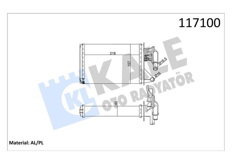 KALORİFER RADYATÖRÜ UNO (218x156.5x40) MUSLUKLU (2 SIRA AL+PL SİSTEM) - KALE - OEM 40787031