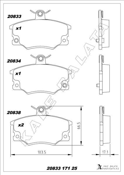 ÖN FREN BALATASI FIAT TEMPRA-TİPO-UNO-PUNTO ALFA R - KALE - OEM 5892735