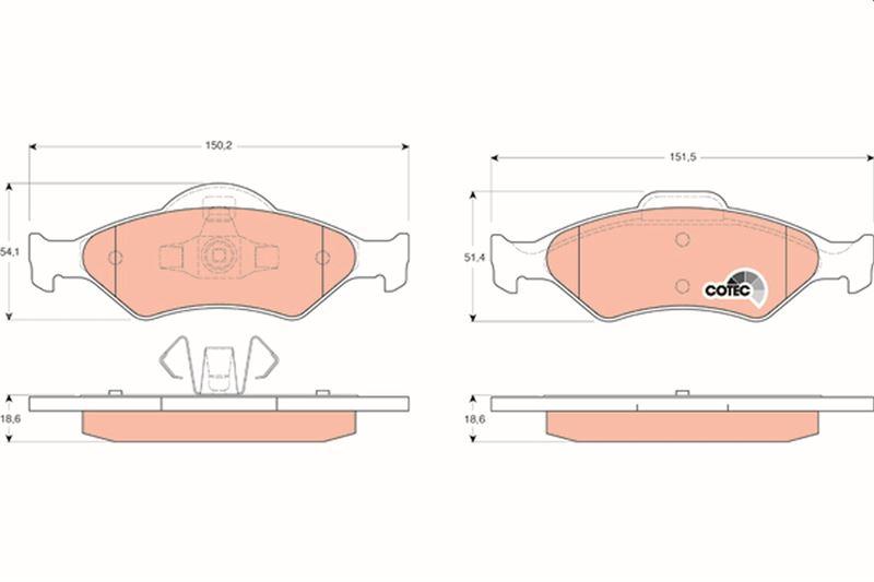 FREN BALATASI ON FIESTA 89>-02 FORD KA 96>08 MAZDA 121 III 96>03 - TRW - OEM YS6J2K021AB