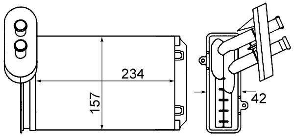 KALORİFER RADYATÖRÜ A3-CADDY-GOLF-JETTA-POLO-IBIZA-CORDOBA-OCTAVIA-1.4-1.6-1.8-1.9TD I-2.0(234x156x42 - MAHLE - OEM 191819031E