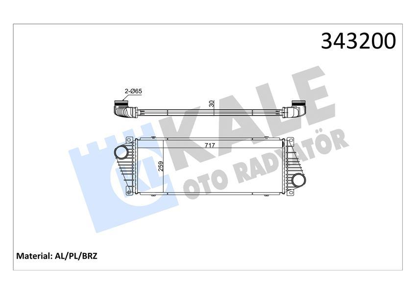 TURBO RADYATORU (INTERCOOLER) VW LT 28-35 II-LT 28-46 II MB SPRINTER (718X259X34) (AL/PL/BRZ) - KALE RADYATOR - OEM A9015010701