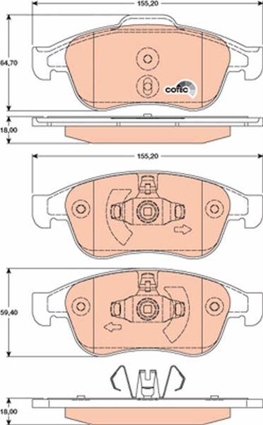 FREN BALATASI ON 155 mm RENAULT FLUENCE MEGANE III CAPTUR DACIA DUSTER 10- - TRW - OEM 410600379R