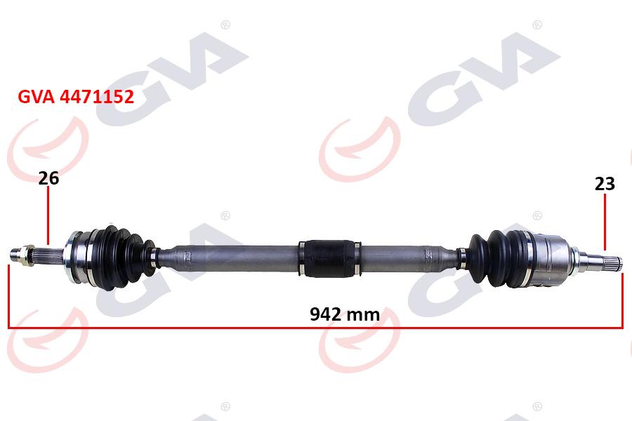 KOMPLE AKS SAĞ TOYOTA AURIS. COROLLA 1.33L 1NR-FE NRE150 6 vites 10-> 1.6L 1ZR-FE ZRE151 benzinli 07-11 (26x23) komple boy = 942mm - GVA - OEM 4341002570