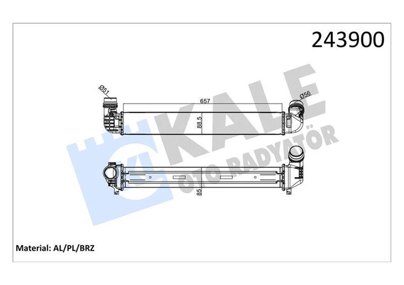 TURBO RADYATÖRÜ (INTERCOOLER) FLUENCE 10> 1.5DCI (657x89x85) (2 SIRA ALB SİSTEM) - KALE - OEM 144960024R