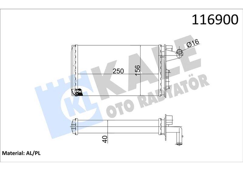 KALORIFER RADYATORU MUSLUKLU (116600) 2 SIRA AL+PL TEMPRA 1.6 S SX SXA (ALIMINYUM) - KALE RADYATOR - OEM 77540680