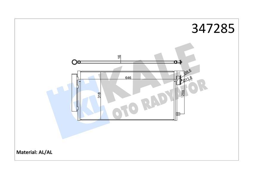 KLİMA (KONDANSER) RADYATÖRÜ FIAT EGEA 16> 500L 12> 0.9T 1.3D MTJ 1.4 1.6D MTJ 1.6 (AL-PL-BRZ) - KALE - OEM 51887955
