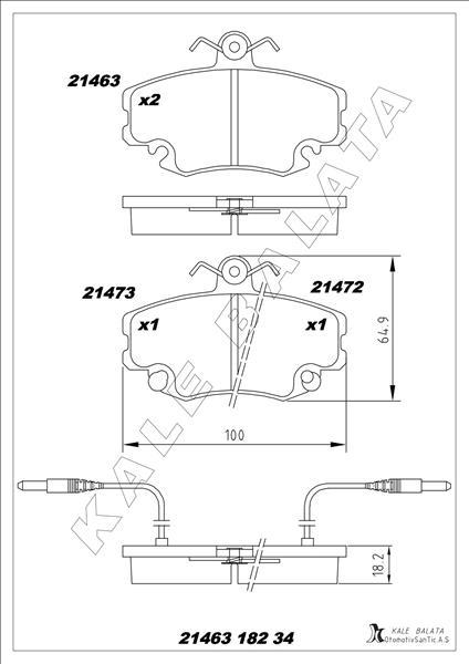 ÖN BALATA FİŞLİ RENAULT R9-R19-R21-CLIO I-II-MEGANE I-TWINGO-LOGAN-SANDERO-SOLENZA - KALE - OEM 7711130071