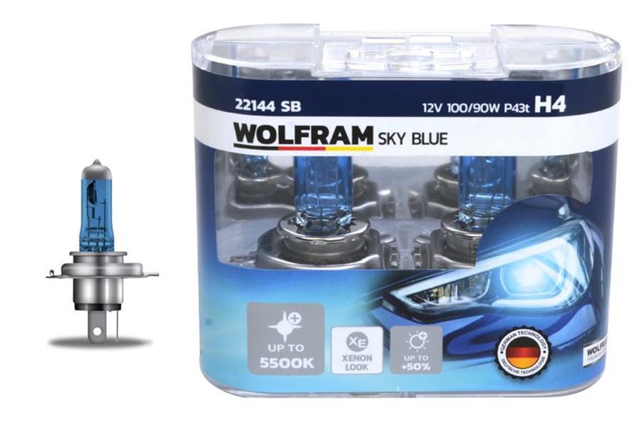 AMPUL 12V H4 100/90 P43t SKY BLUE BEYAZ IŞIK - WOLFRAM