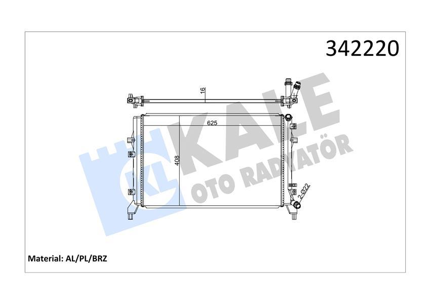 SU RADYATORU VW OCTAVIA-SUPERB-YETI/BEETLE / CADDY III / EOS / GOLF PLUS / GOLF V / GOLF VI / LETTA III / JETTA IV / PASSAT / SCIROCCO / TOURAN 1.2 TSI / 1.4 TSI 07-> (AL/PL/BRZ) (MANUEL-OTOMOTIK) - KALE RADYATOR - OEM 1K0121251BN