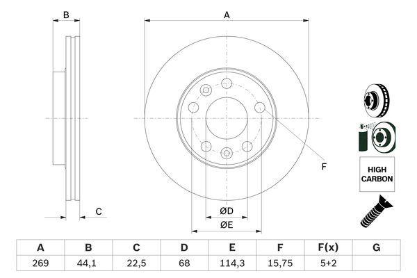 FREN DISKI ON HAVALI 269mm DUSTER 2010> 1.5DCI 1.6 16V - BOSCH - OEM 8660002096