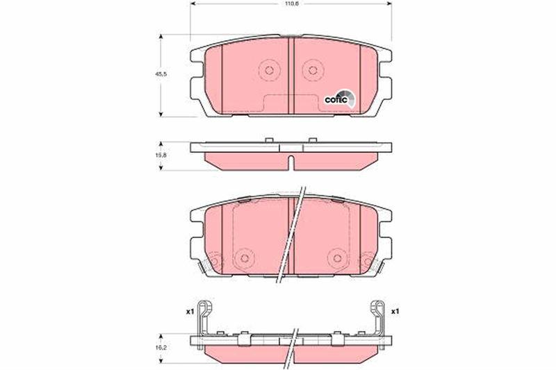 FREN BALATASI ARKA 111 mm HYUNDAI TUSCAN 2.0 CRDI 04 - - TRW - OEM 58302H1A00