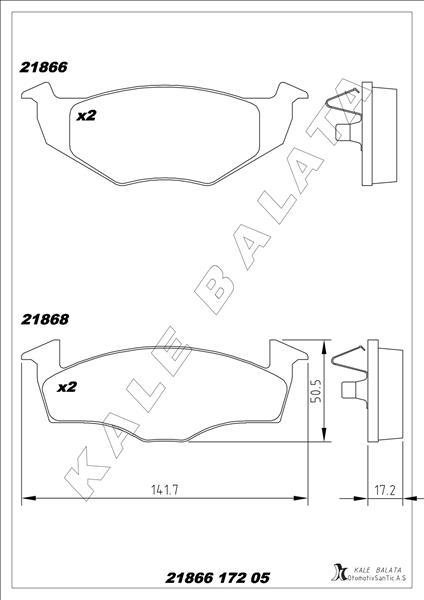 FREN BALATASI ON POLO (95-01) FABIA (02-14) CORDOBA 98-05 (GDB1274)(17.30 MM) - KALE BALATA - OEM 6N0698151