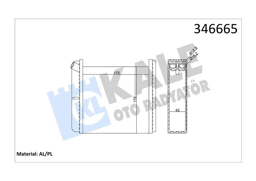 KALORIFER RADYATORU OPEL ASTRA F / CALIBRA A / VECTRA A (AL/MKNK) - KALE RADYATOR - OEM 90399229