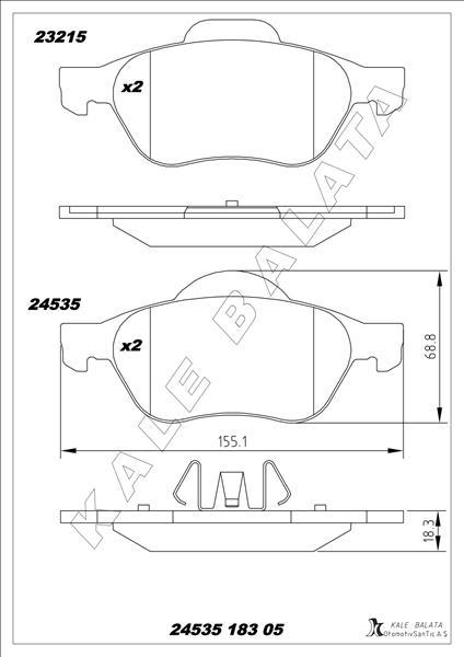 ÖN BALATA MEGANE II 02> SCENIC II 02> CLIO III 05> 1.5dCi 1.6 16V 2.0 16V - KALE - OEM 410601237R