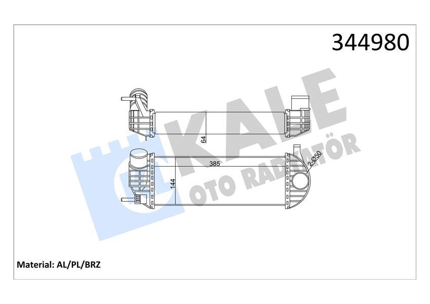 TURBO RADYATÖRÜ (INTERCOOLER) KNG 1.5 DCİ 08=> (385x143x64) (AL/PL/BRZ) - KALE - OEM 8200382109